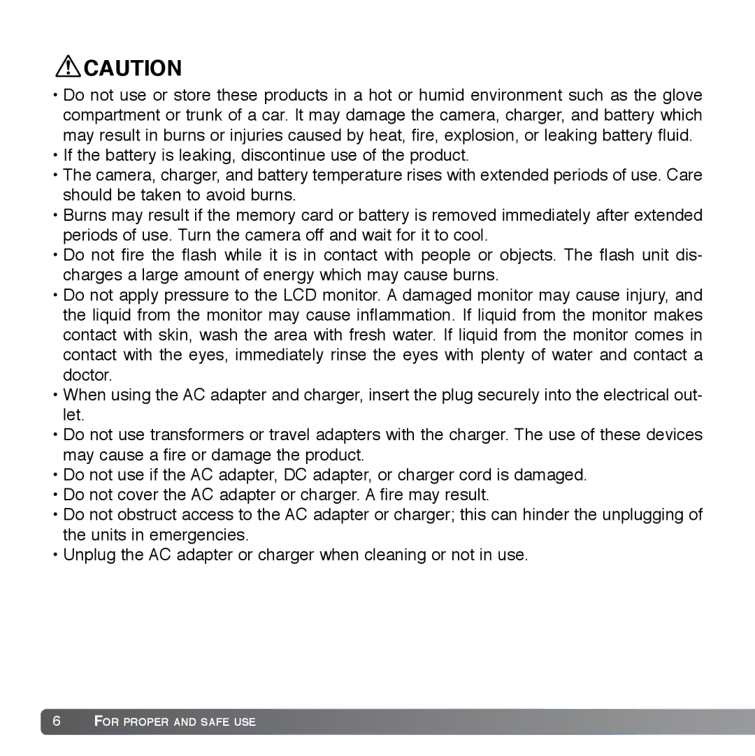 Cyber Acoustics DiMAGE Xg instruction manual For Proper and Safe USE 