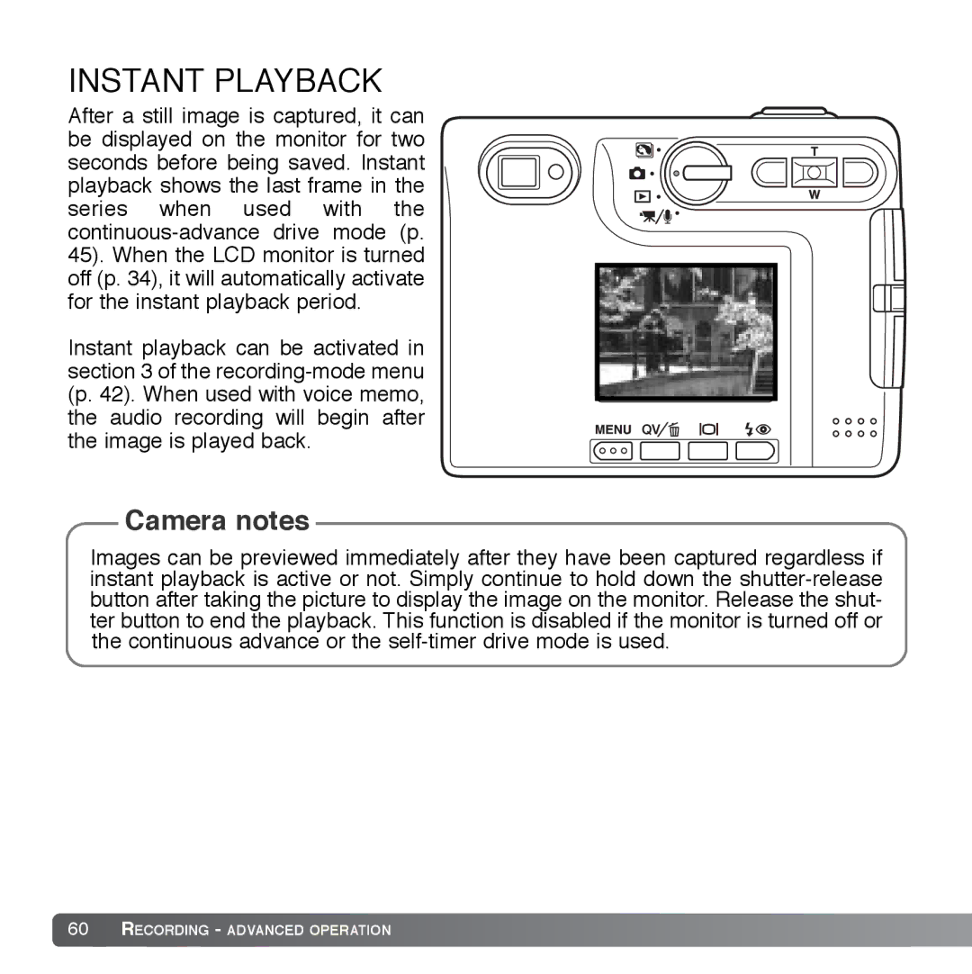 Cyber Acoustics DiMAGE Xg instruction manual Instant Playback 