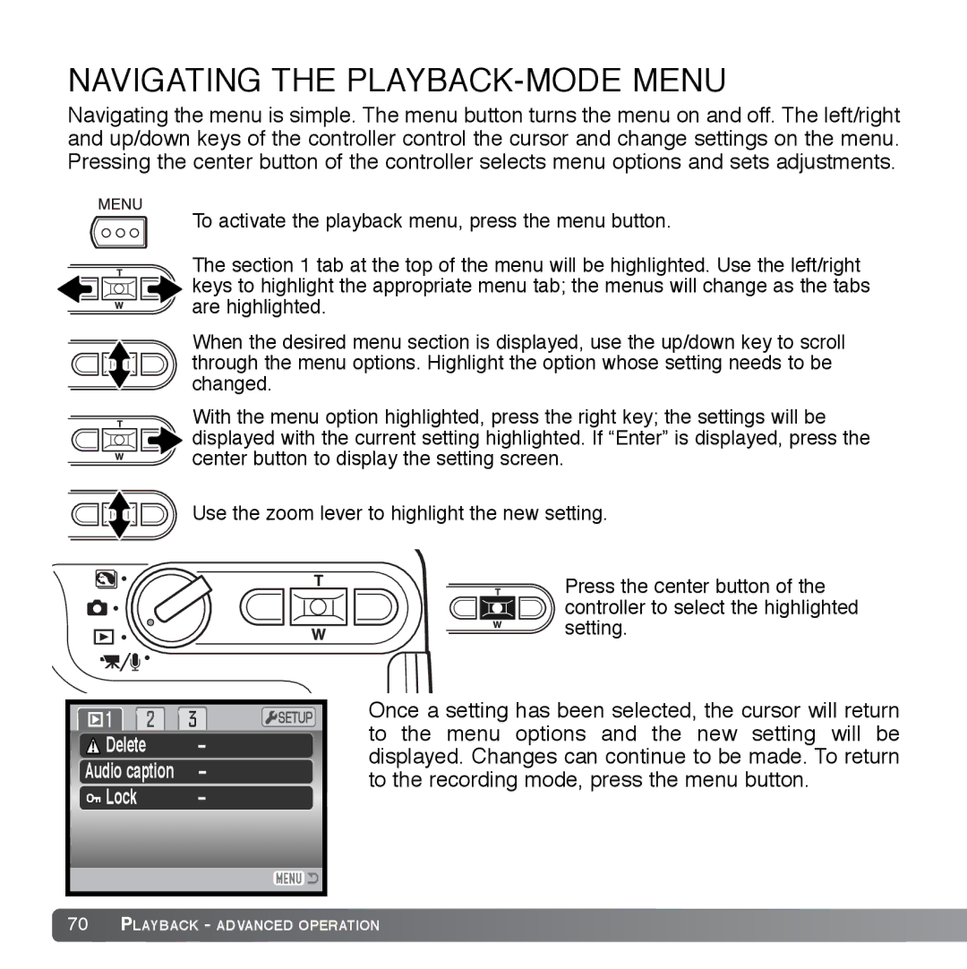 Cyber Acoustics DiMAGE Xg instruction manual Navigating the PLAYBACK-MODE Menu 