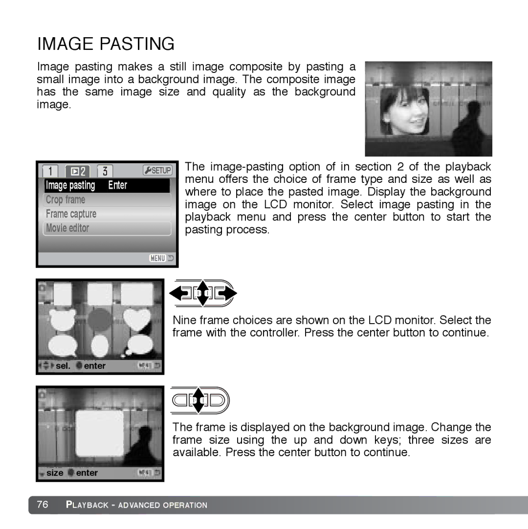 Cyber Acoustics DiMAGE Xg instruction manual Image Pasting 