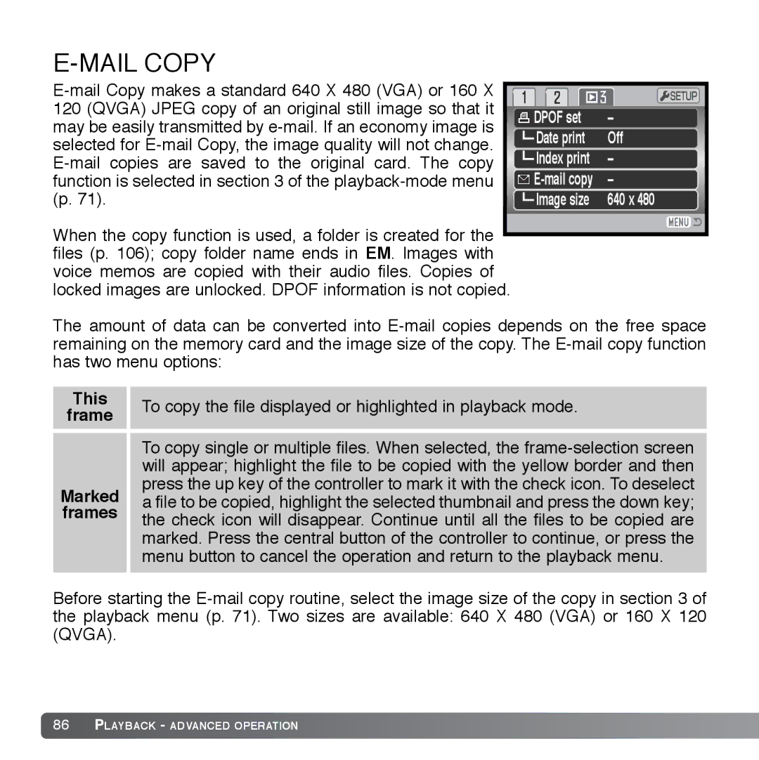 Cyber Acoustics DiMAGE Xg instruction manual Mail Copy, This Frame Marked frames 