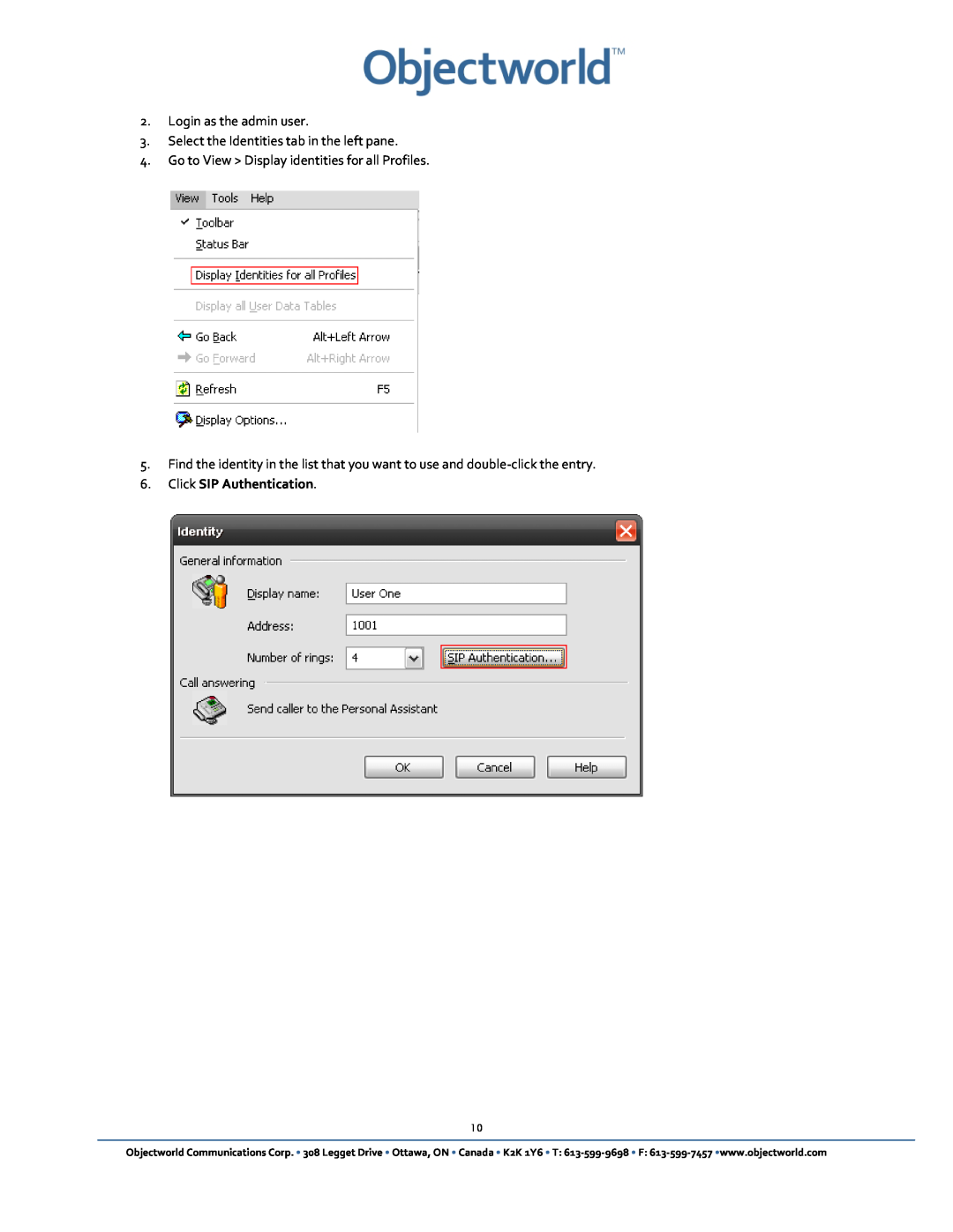 CyberData VoIP Paging/Loudspeaker Amplifier manual Login as the admin user, Select the Identities tab in the left pane 