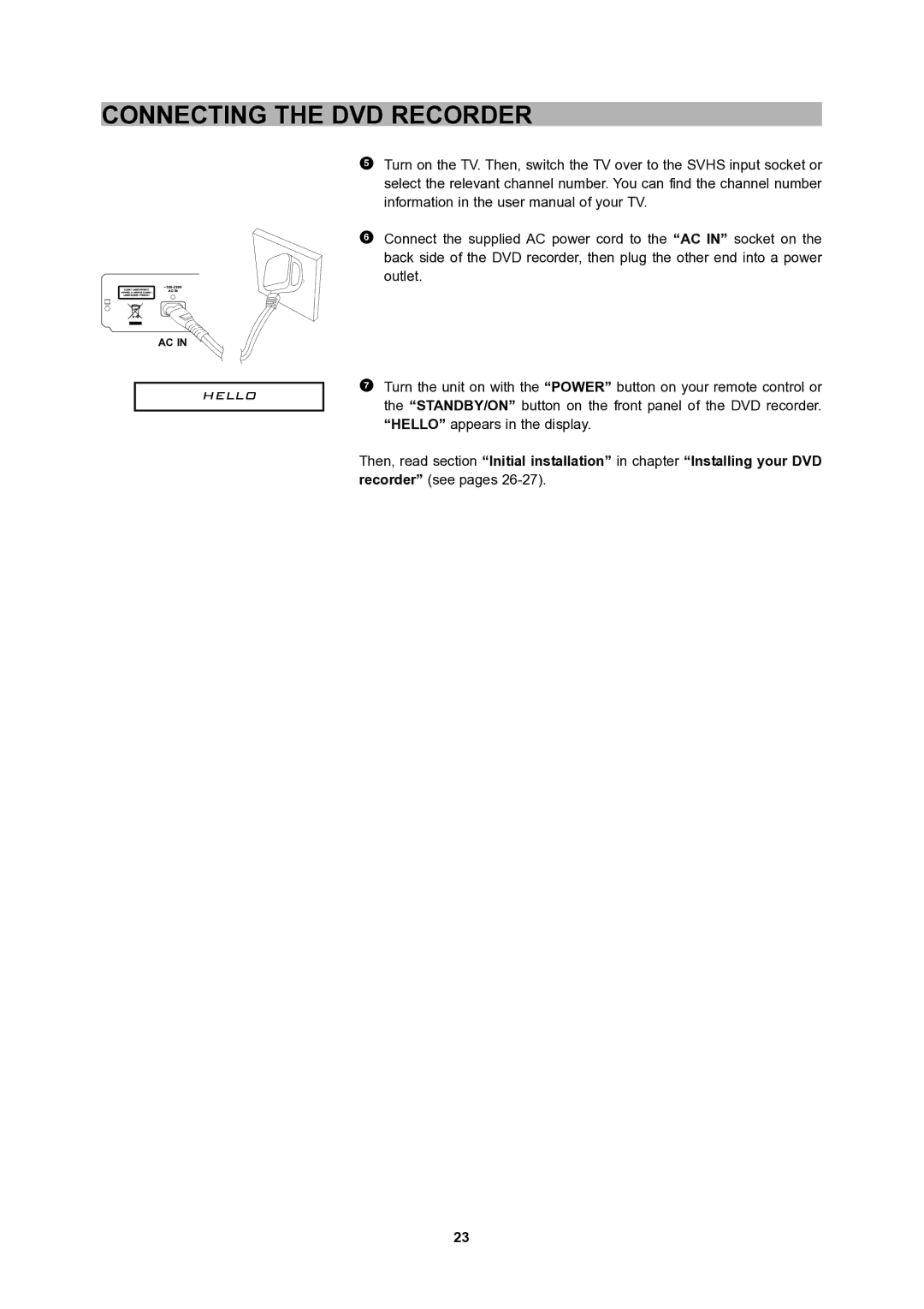 CyberHome Entertainment 1600 user manual Connecting the DVD Recorder 