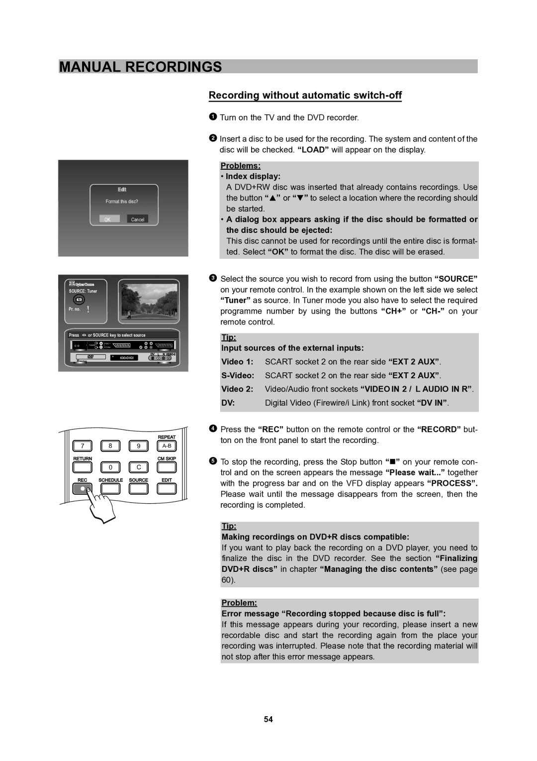 CyberHome Entertainment 1600 user manual Problems Index display, Digital Video Firewire/i Link front socket DV 