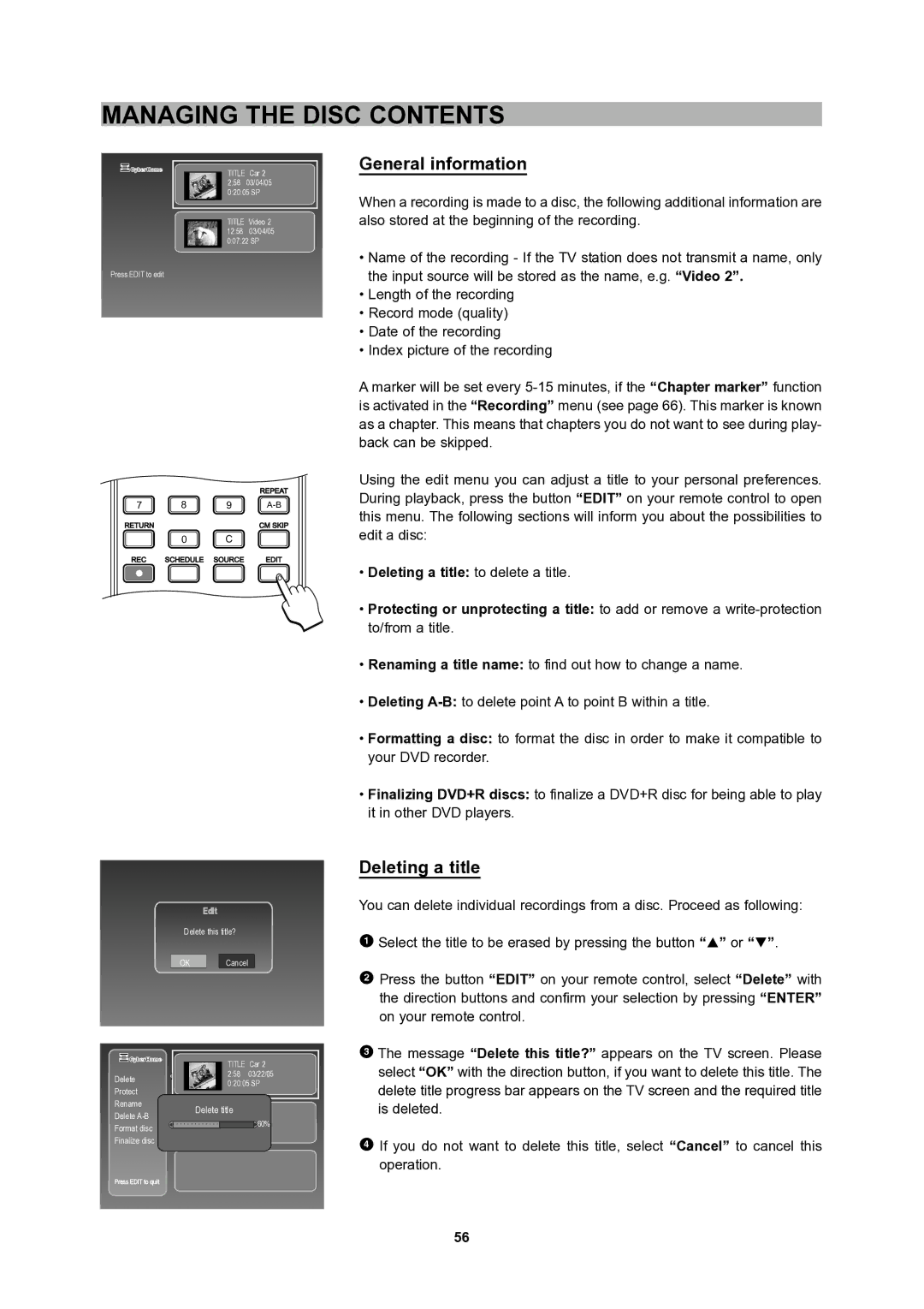 CyberHome Entertainment 1600 user manual Managing the Disc Contents 