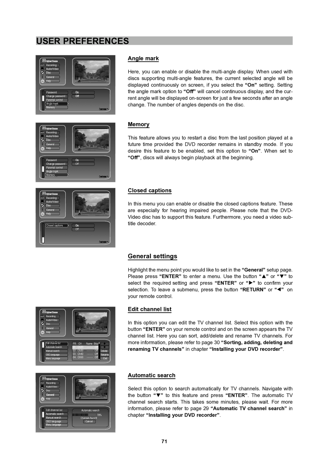 CyberHome Entertainment 1600 user manual General settings 