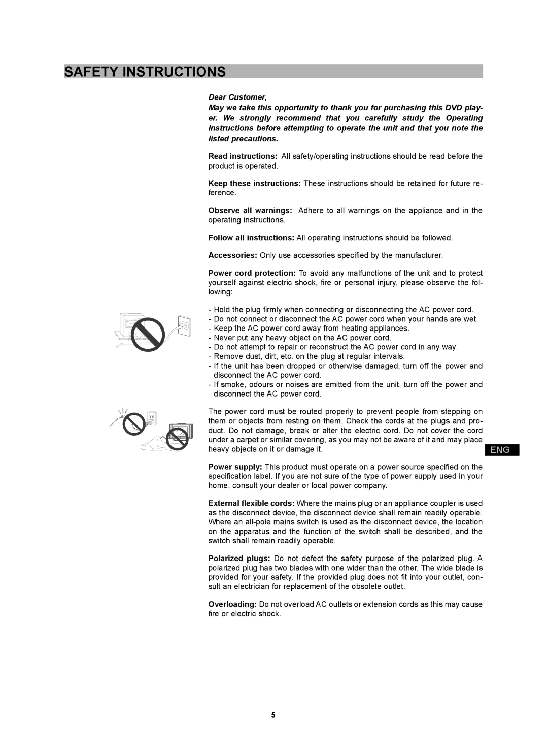 CyberHome Entertainment CH-DVD 452 manual Safety Instructions, Home, consult your dealer or local power company 