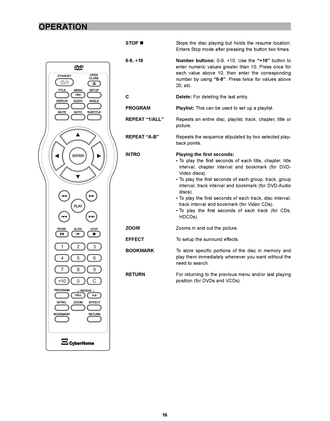 CyberHome Entertainment CH-DVD 635S manual +10, Playing the first seconds 