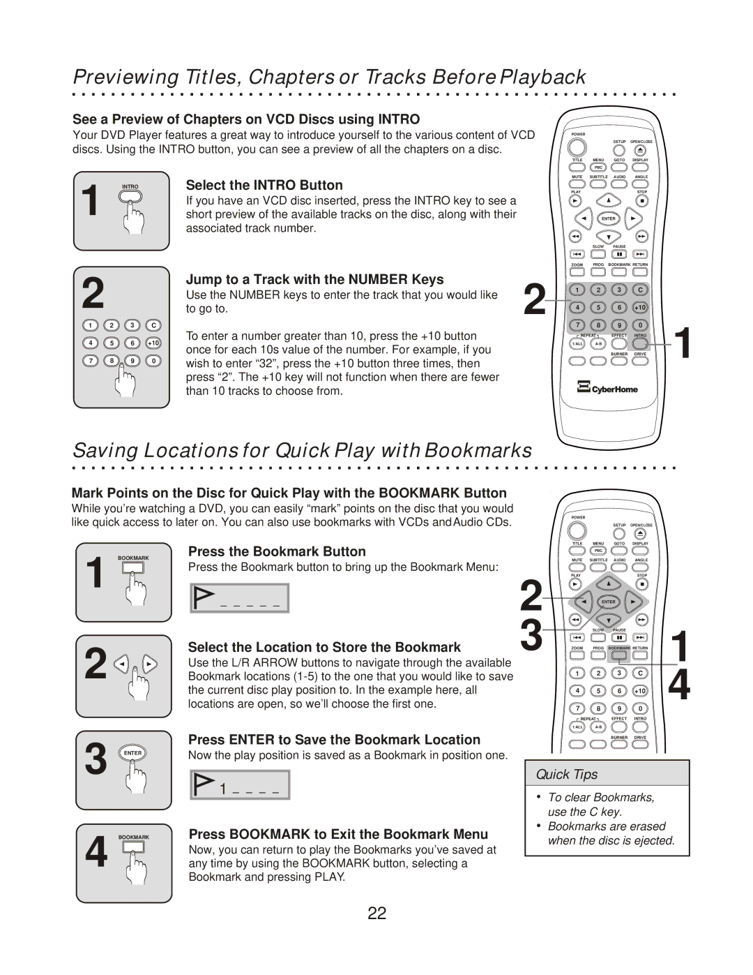 CyberHome Entertainment CH-RDV 2000 owner manual Previewing Titles, Chapters or Tracks Before Playback 