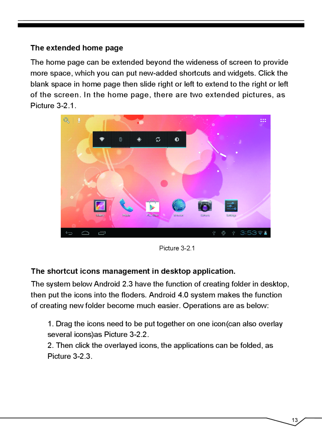 CyberPower 796TPC user manual Extended home, Shortcut icons management in desktop application 