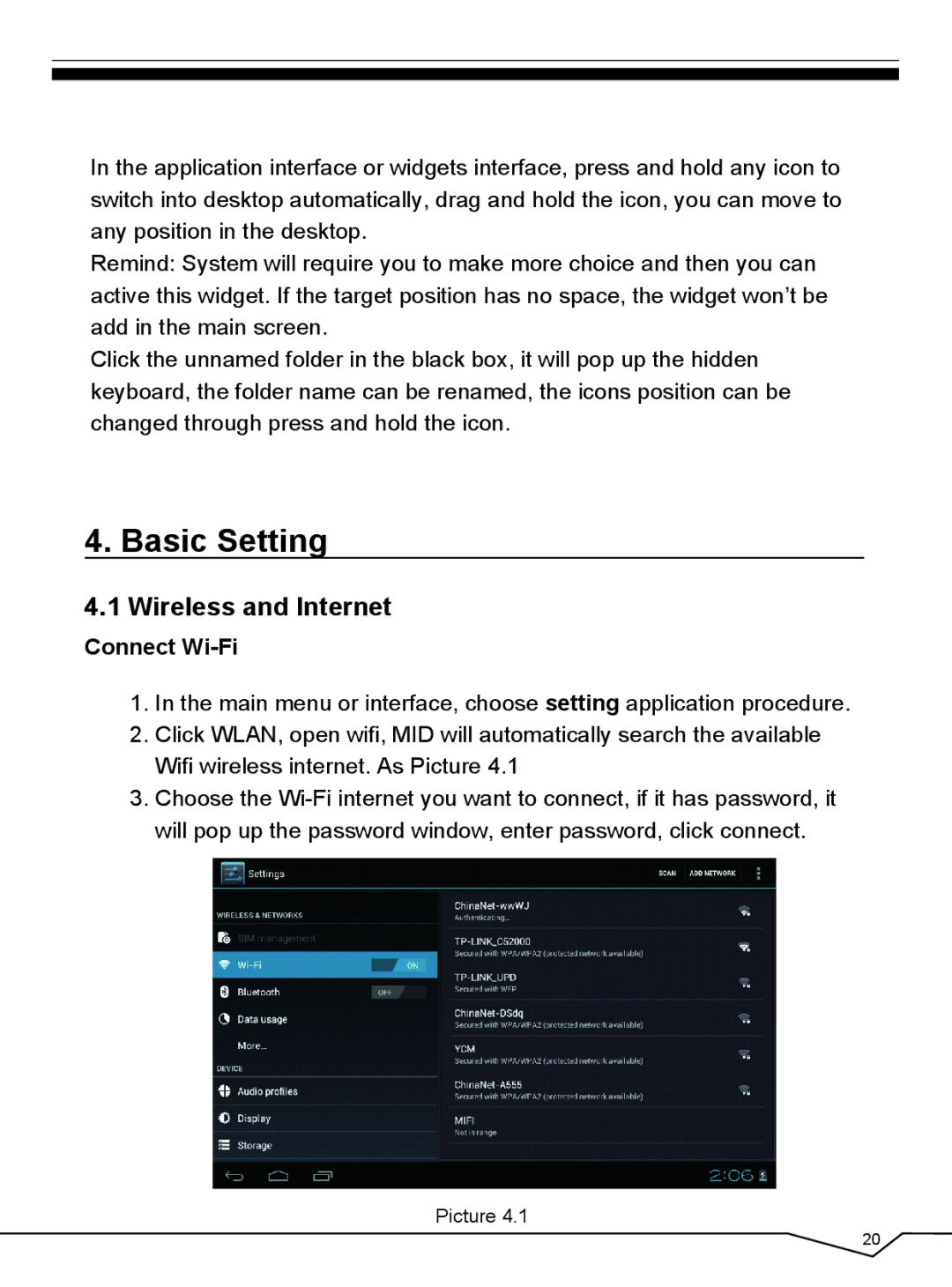 CyberPower 796TPC user manual Basic Setting, Wireless and Internet, Connect Wi-Fi 