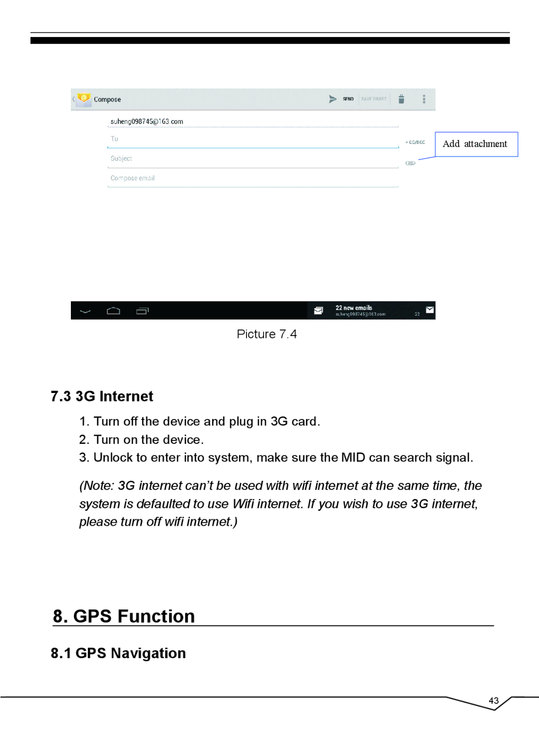 CyberPower 796TPC user manual GPS Function, 3G Internet, GPS Navigation 