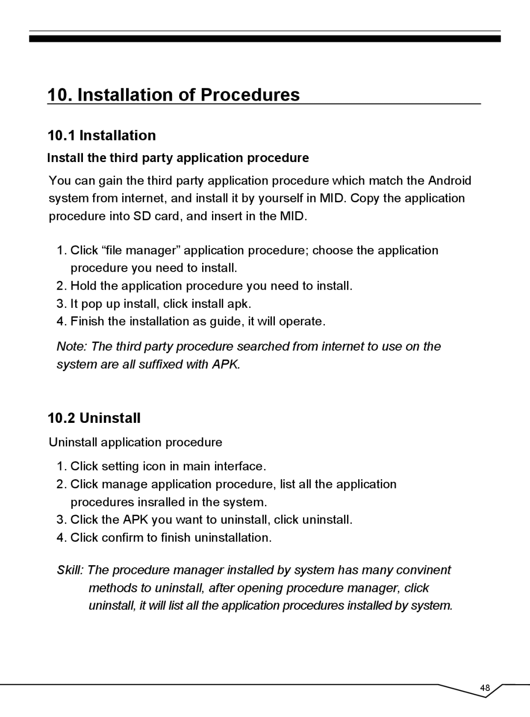 CyberPower 796TPC user manual Installation of Procedures, Uninstall, Install the third party application procedure 