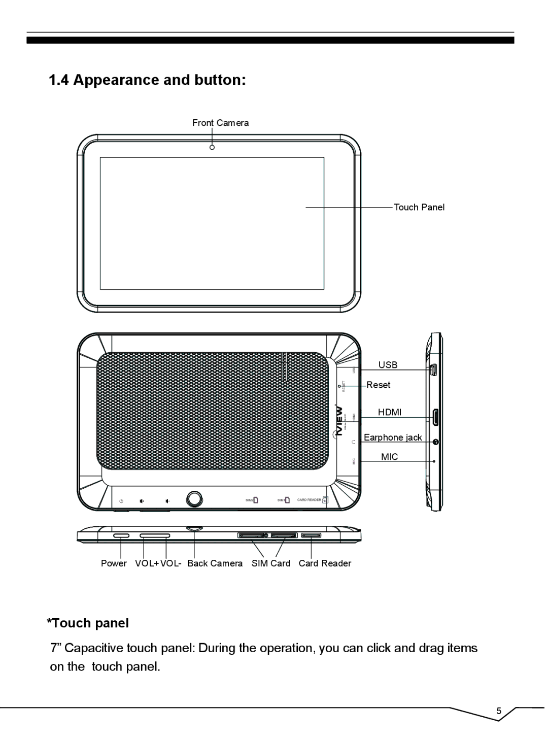 CyberPower 796TPC user manual Appearance and button, Touch panel 