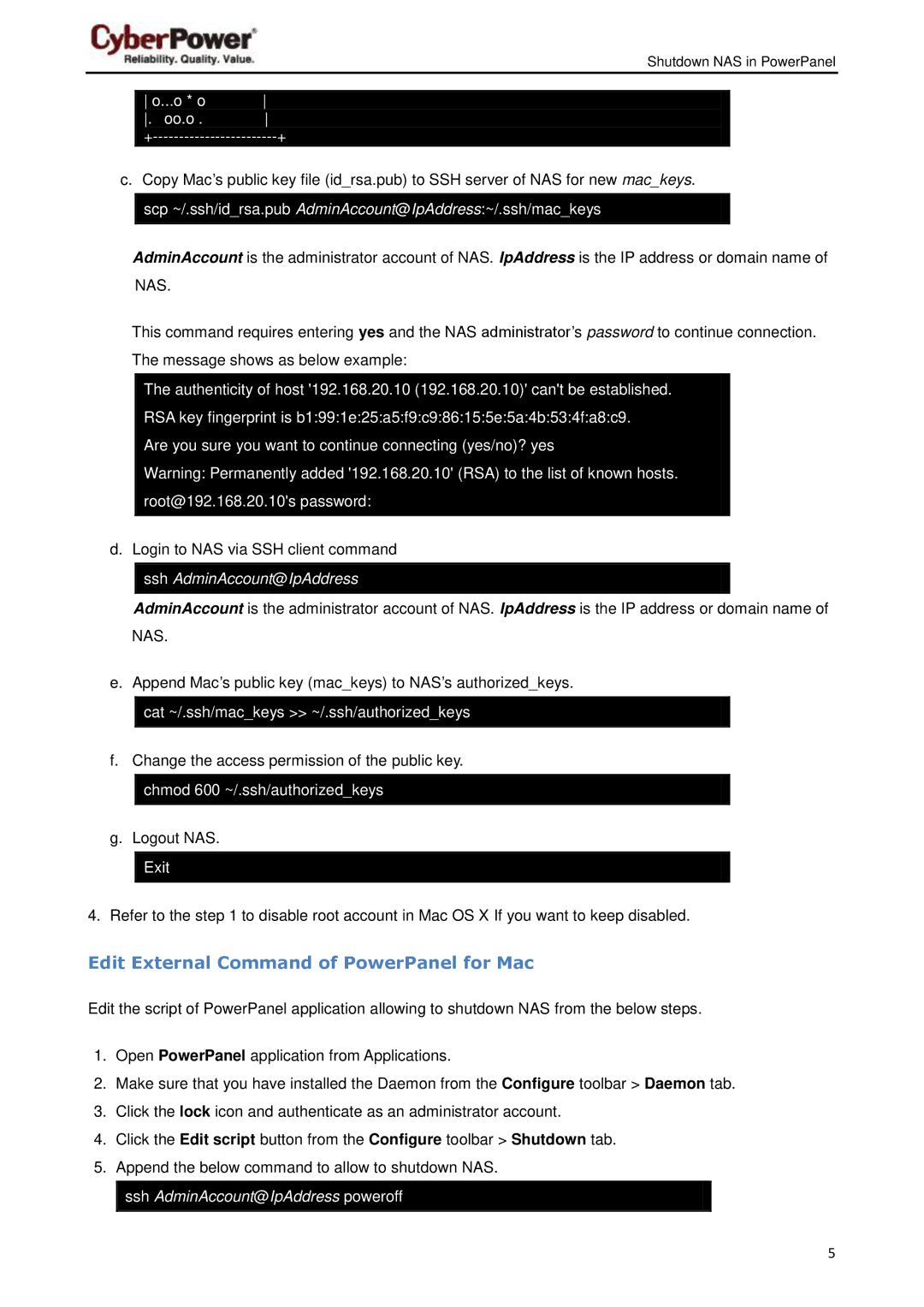 CyberPower AN1302 user manual Edit External Command of PowerPanel for Mac, Oo.o 