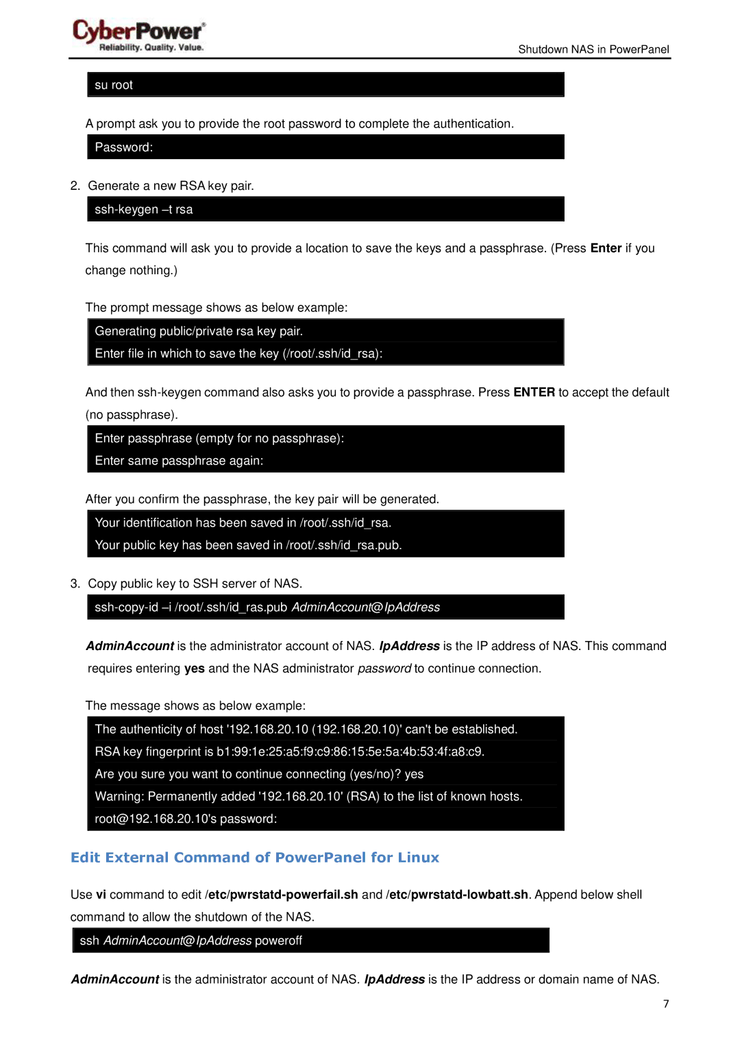 CyberPower AN1302 user manual Edit External Command of PowerPanel for Linux 