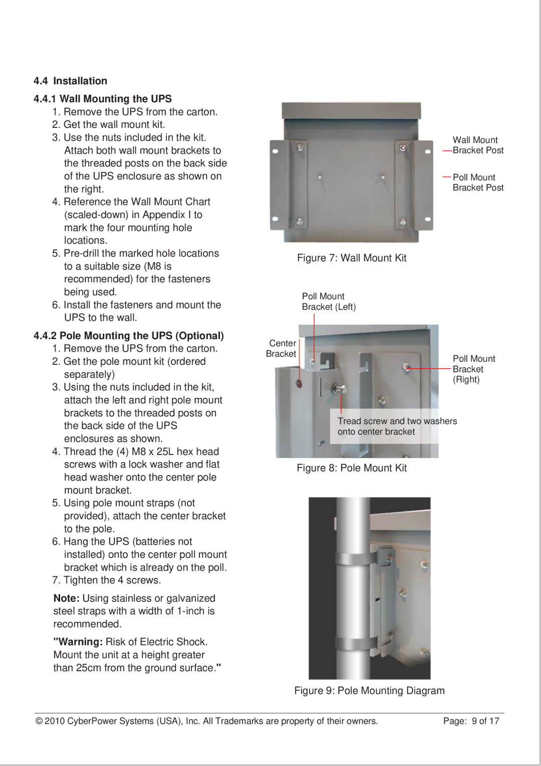 CyberPower CS150U48V3 operation manual Installation Wall Mounting the UPS, Tighten the 4 screws 