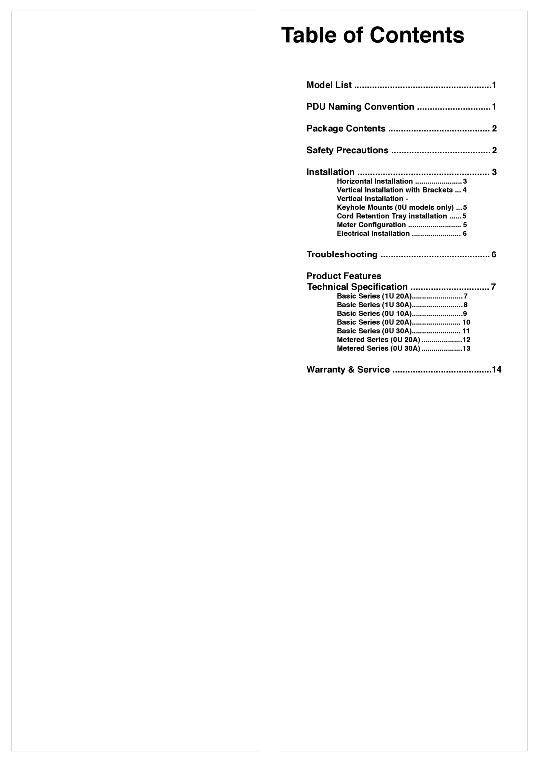 CyberPower K01-0000083-00 user manual Table of Contents 