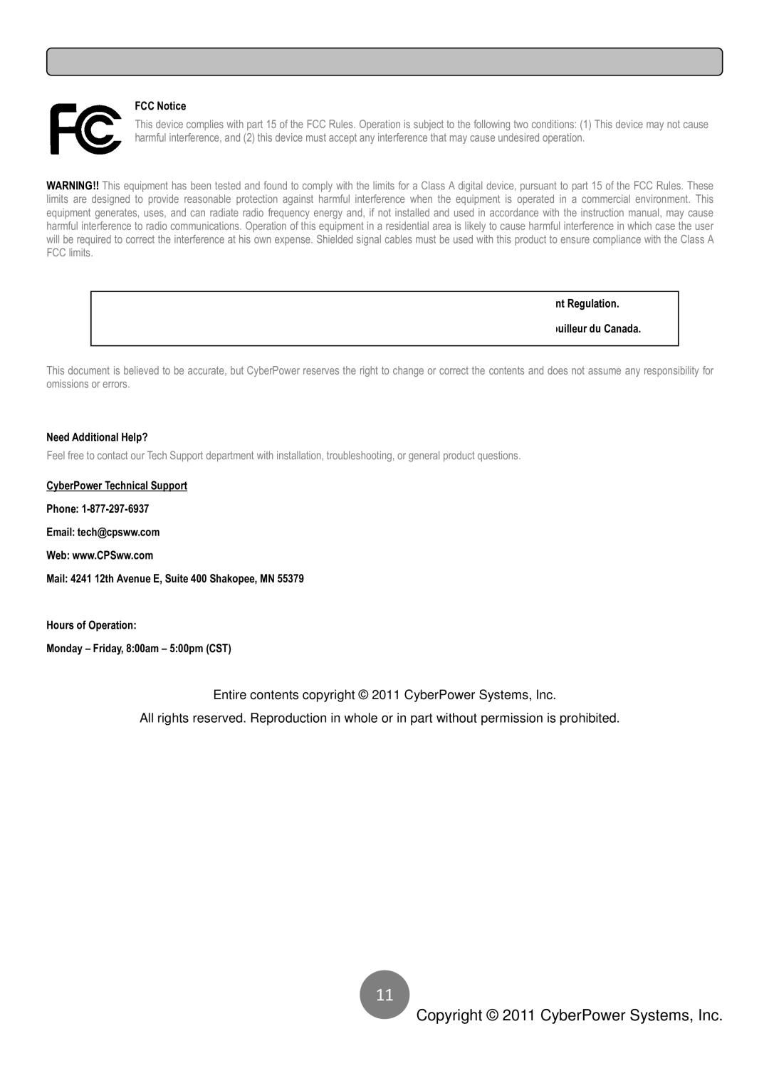 CyberPower Systems BP240V30ART3U user manual Conformance Approvals, FCC Notice, Need Additional Help? 