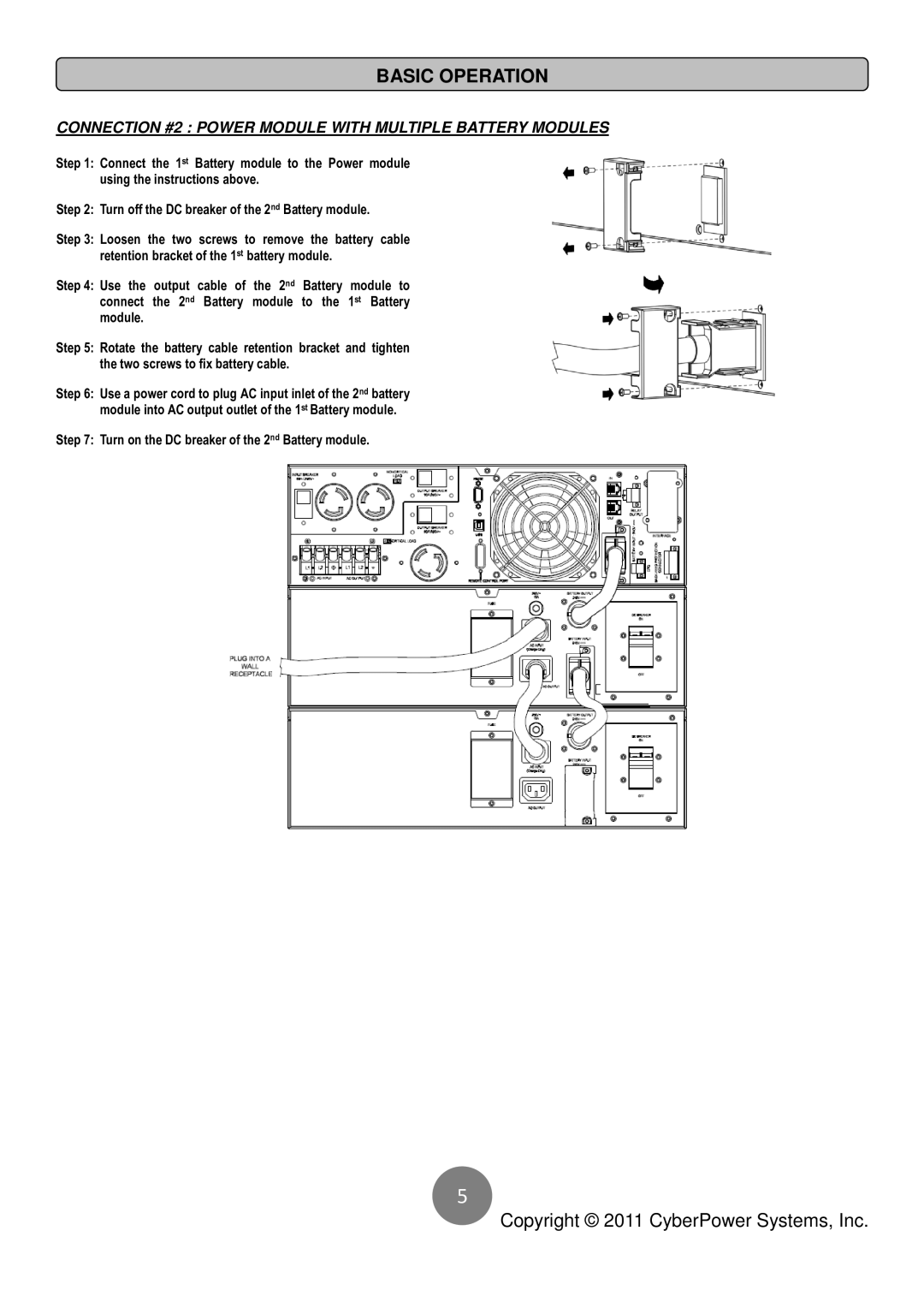 CyberPower Systems BP240V30ART3U user manual Connection #2 Power Module with Multiple Battery Modules 