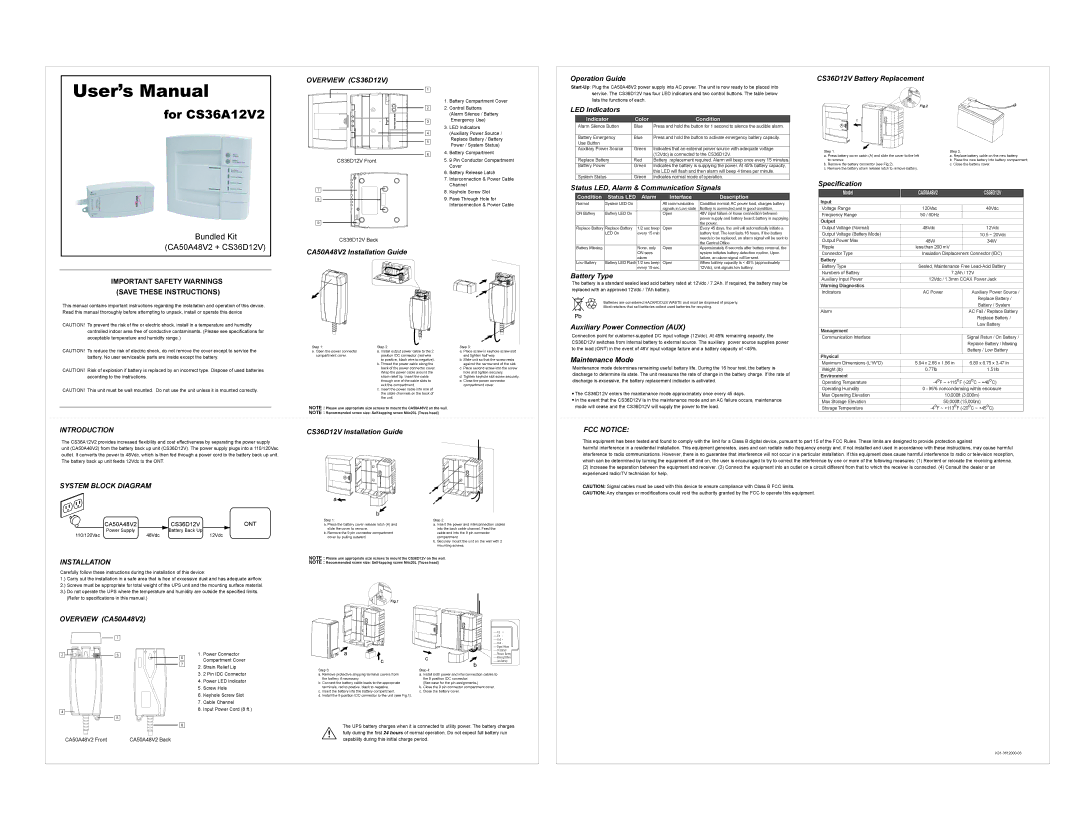 CyberPower Systems user manual Overview CS36D12V, Introduction, FCC Notice, System Block Diagram, Installation 