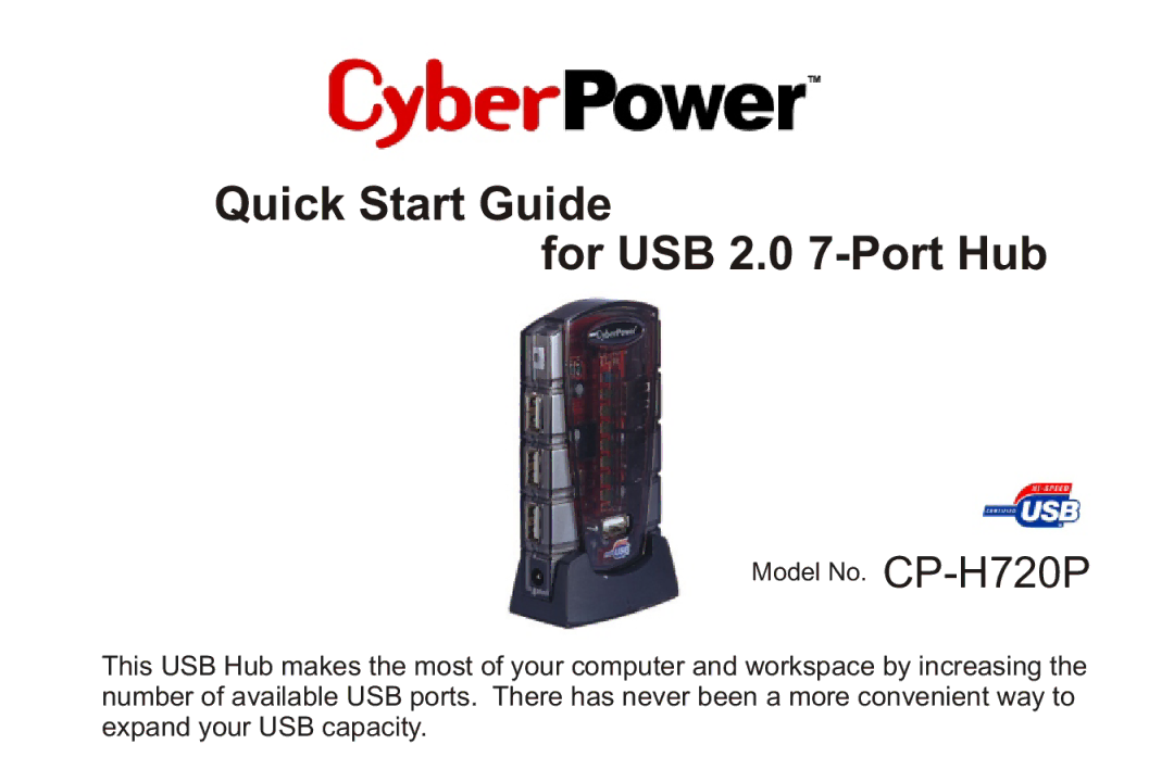 CyberPower Systems CP-H720P quick start Quick Start Guide For USB 2.0 7-Port Hub 