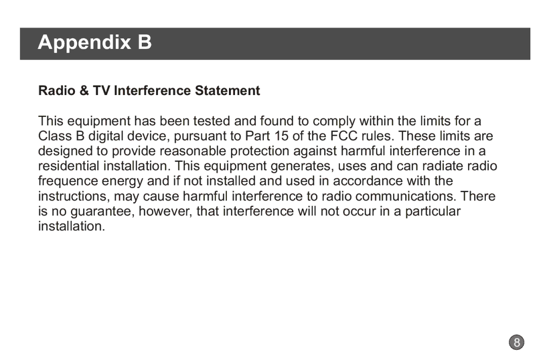 CyberPower Systems CP-H720P quick start Appendix B, Radio & TV Interference Statement 