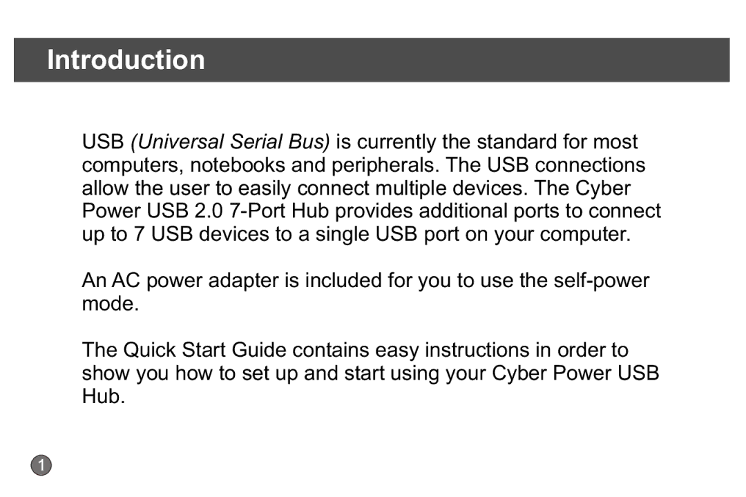 CyberPower Systems CP-H720P quick start Introduction 