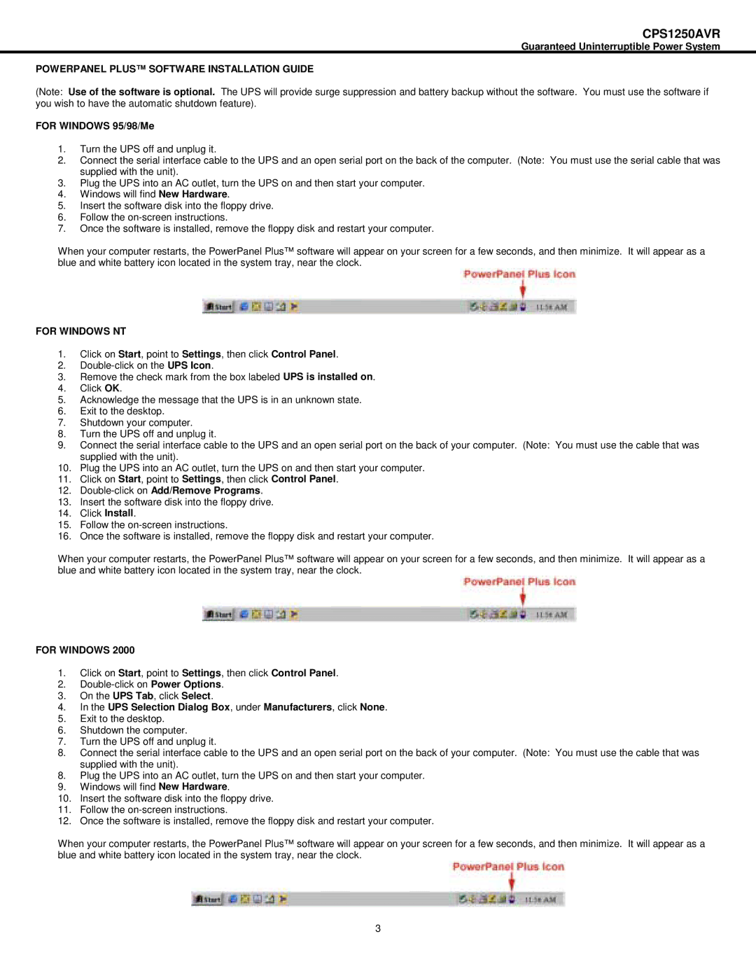 CyberPower Systems CPS1250AVR user manual Powerpanel Plus Software Installation Guide, For Windows NT 