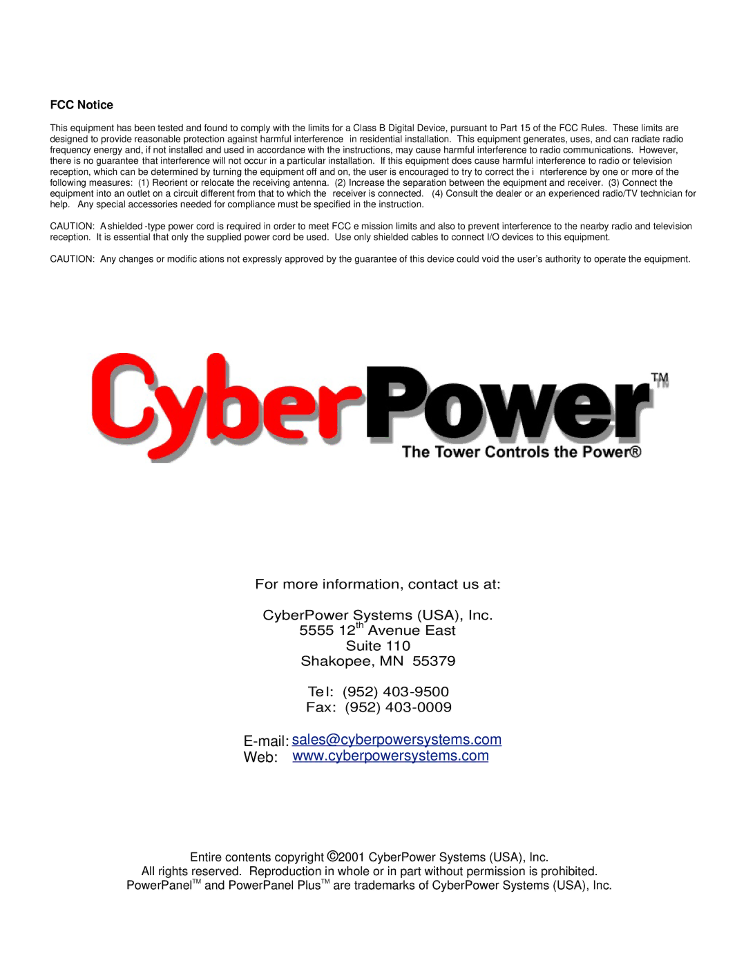 CyberPower Systems CPS1500AVR user manual Mailsales@cyberpowersystems.com 