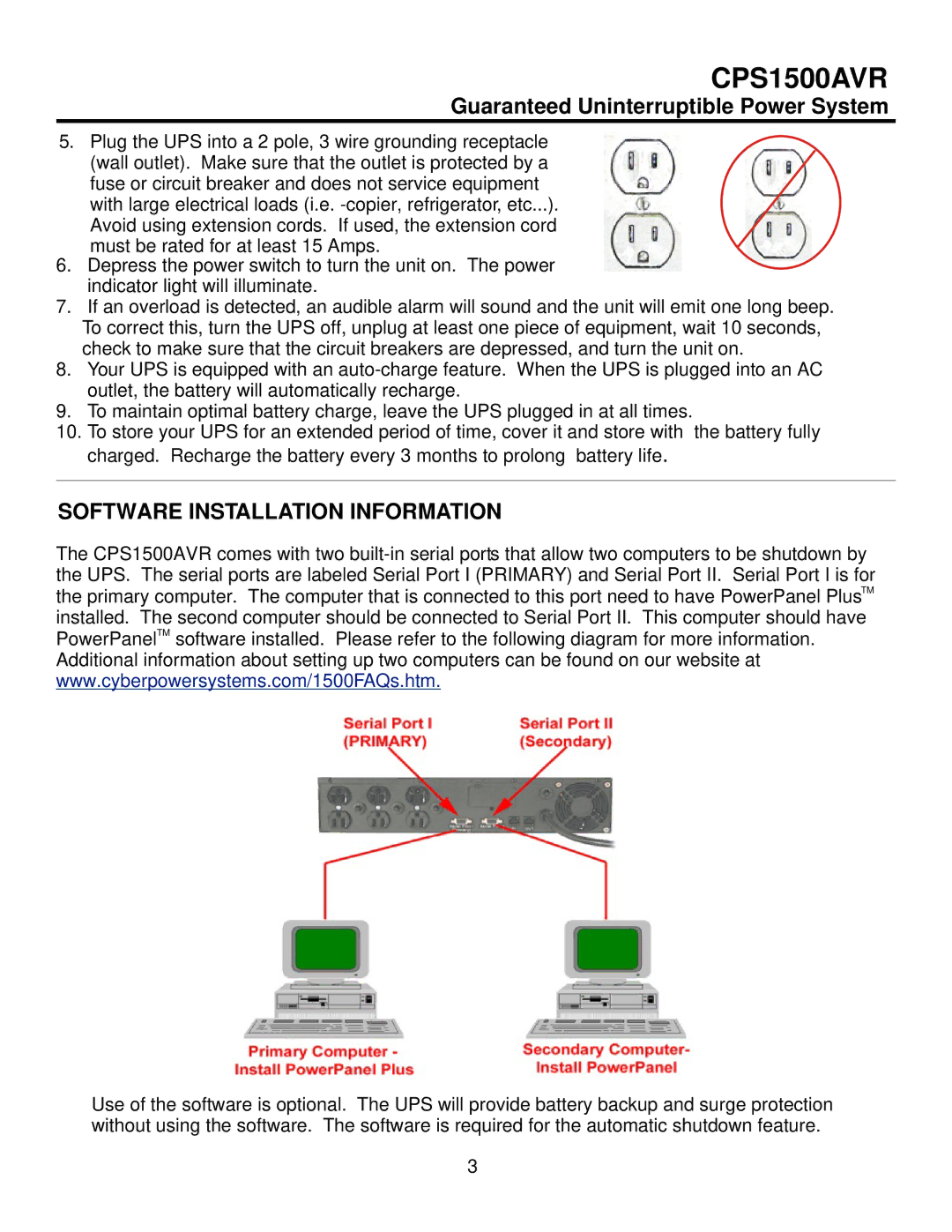 CyberPower Systems CPS1500AVR user manual Software Installation Information 