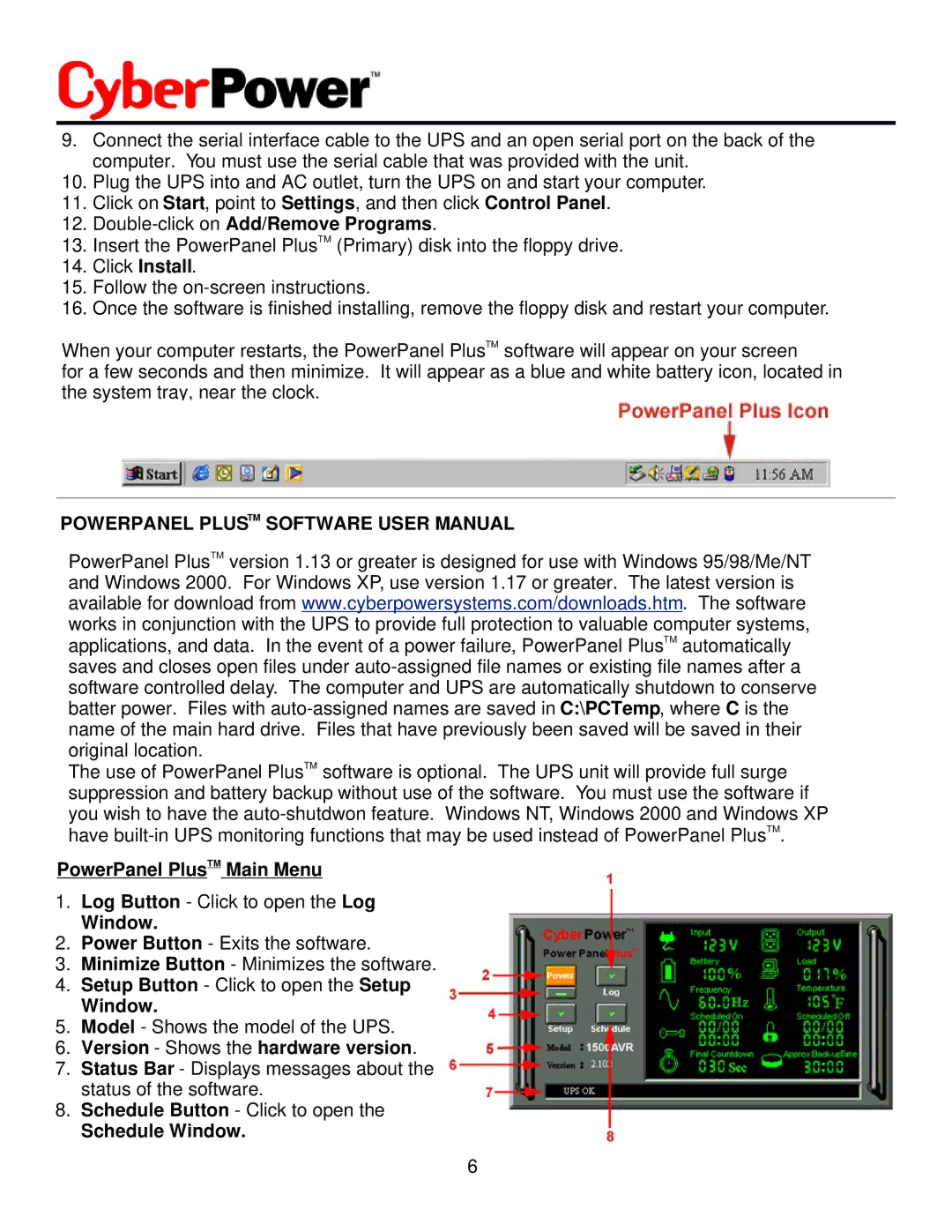 CyberPower Systems CPS1500AVR user manual PowerPanel PlusTM Main Menu 