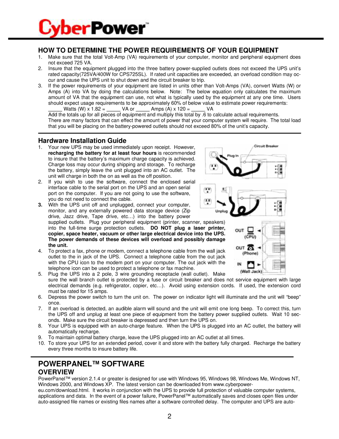 CyberPower Systems CPS725SL HOW to Determine the Power Requirements of Your Equipment, Hardware Installation Guide 