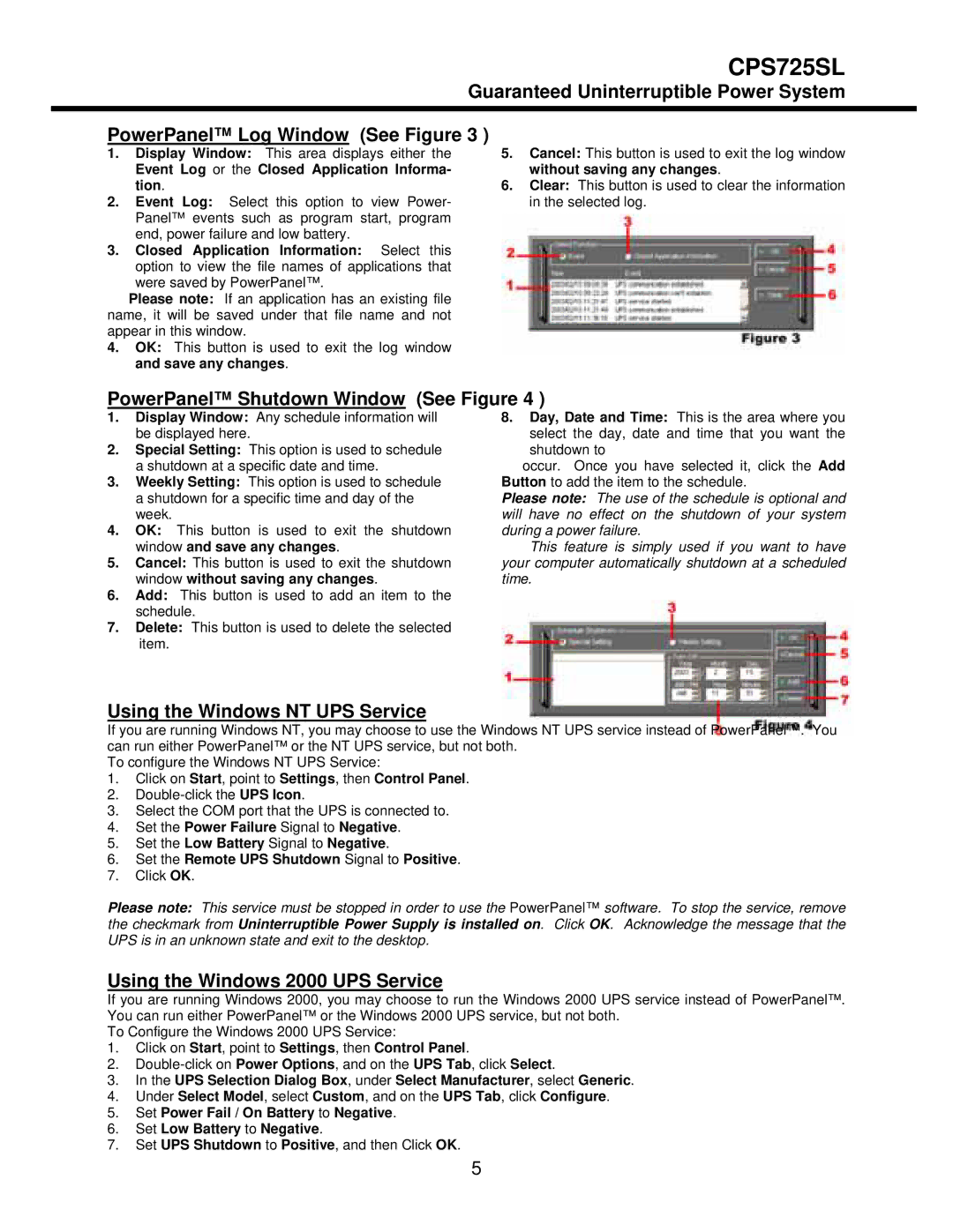 CyberPower Systems CPS725SL user manual PowerPanel Shutdown Window See Figure, Using the Windows NT UPS Service 