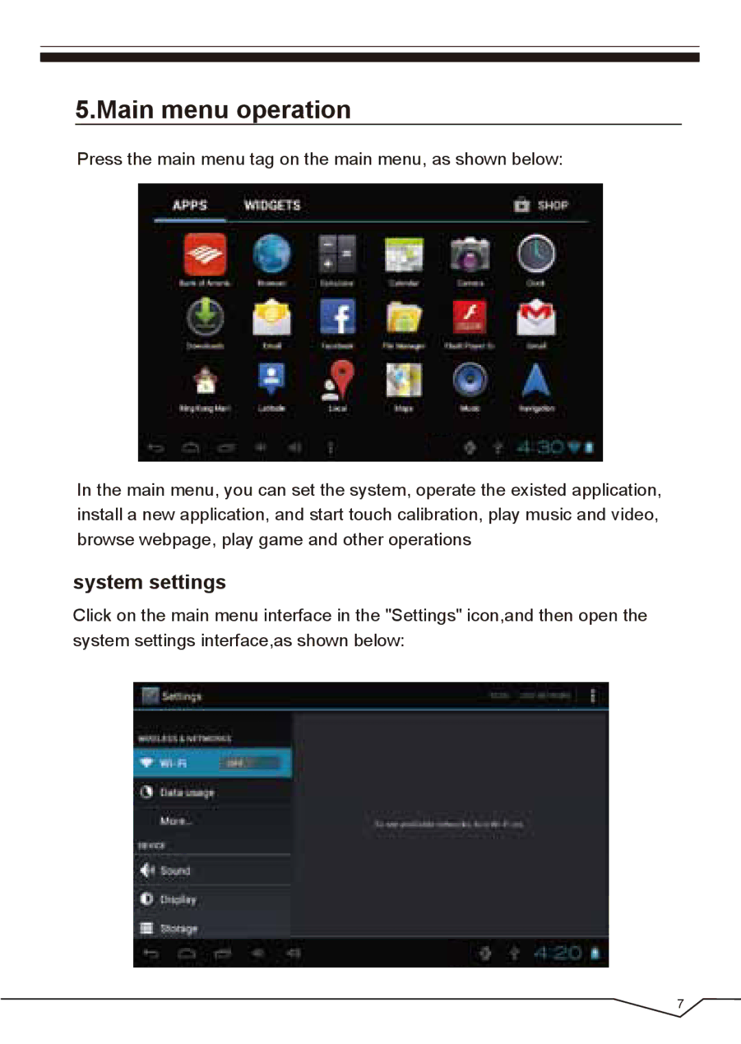 CyberPower Systems IVIEW-435TPC-BK user manual Main menu operation, System settings 