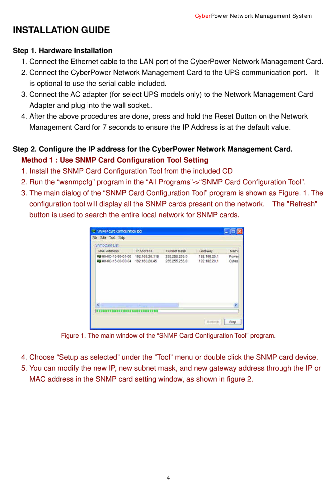 CyberPower Systems Network Management Card user manual Installation Guide 