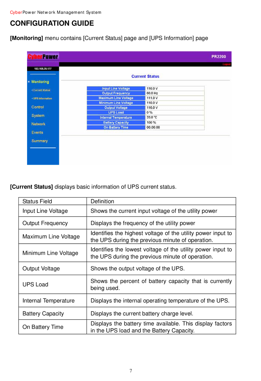 CyberPower Systems Network Management Card user manual Configuration Guide 