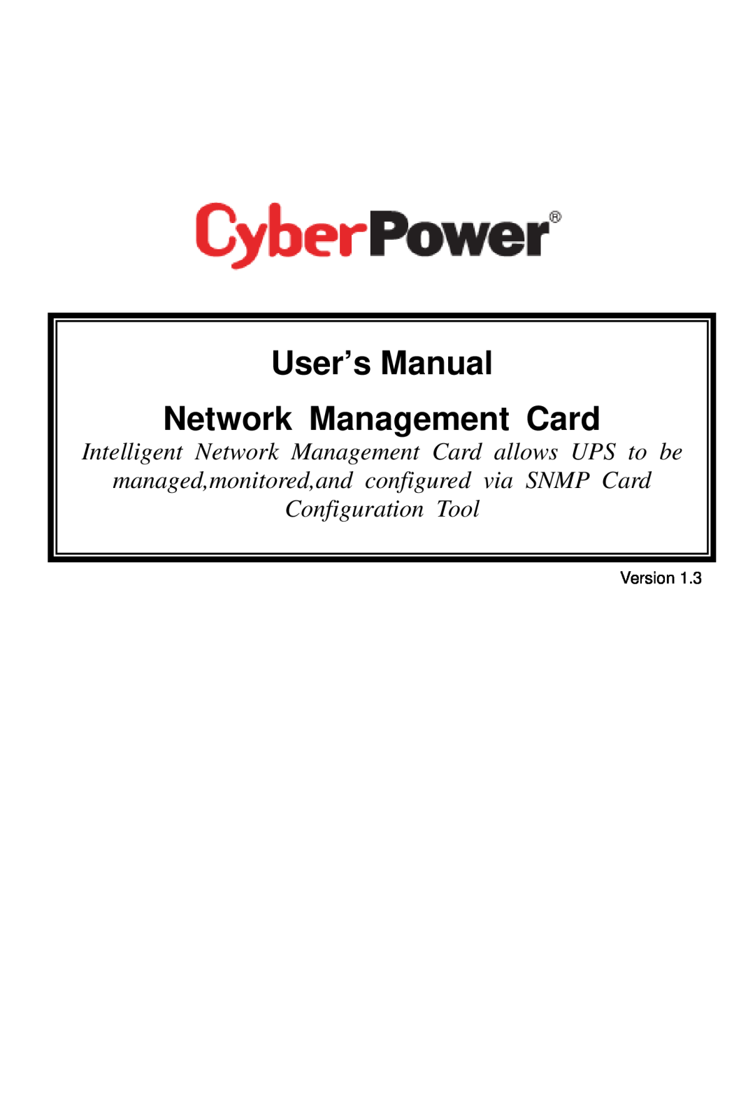 CyberPower Systems user manual User’s Manual Network Management Card 