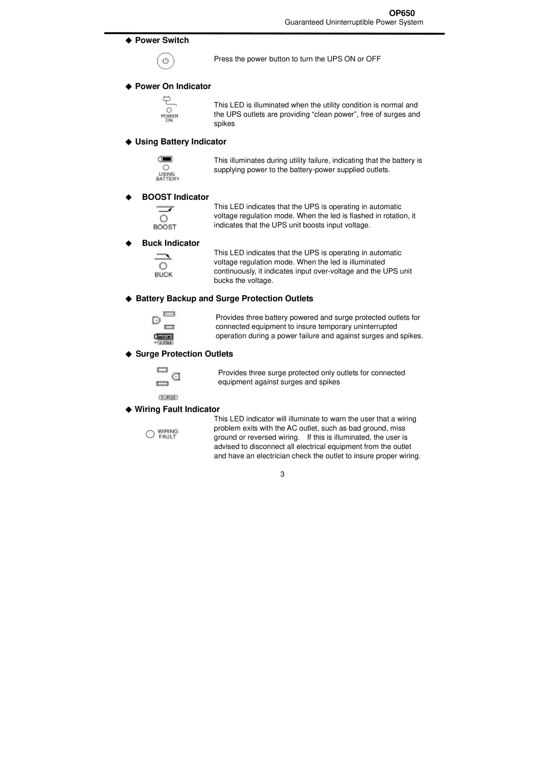 CyberPower Systems OP650 user manual Power Switch 