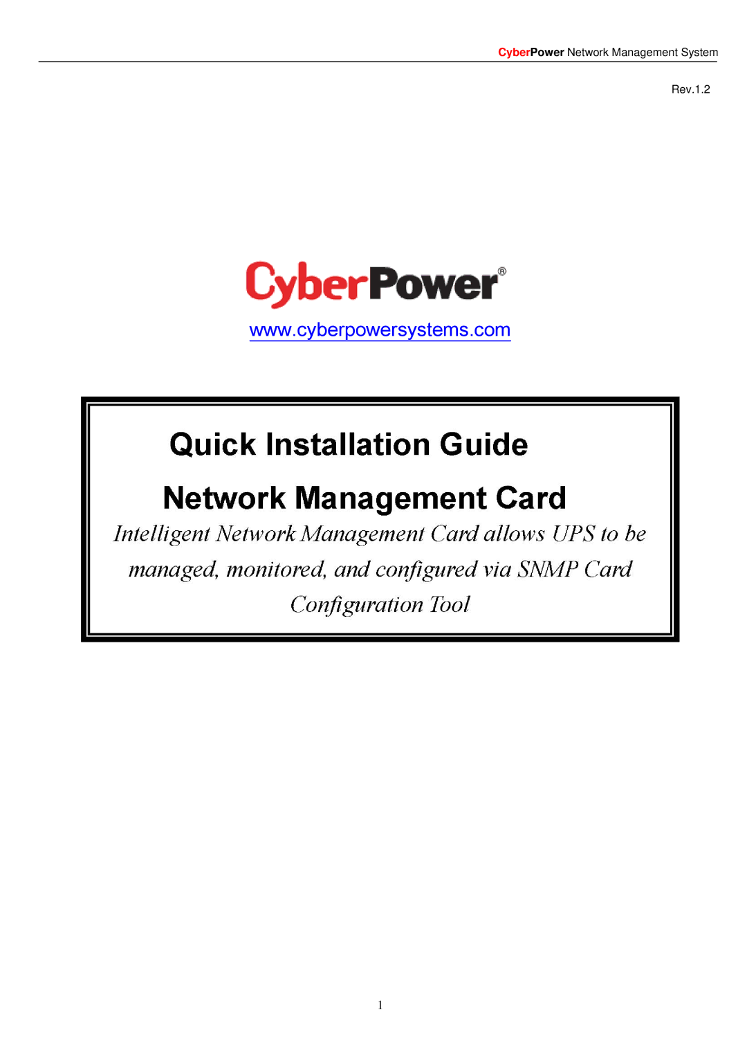 CyberPower Systems RMCARD201 manual CyberPower Network Management System Rev.1.2 