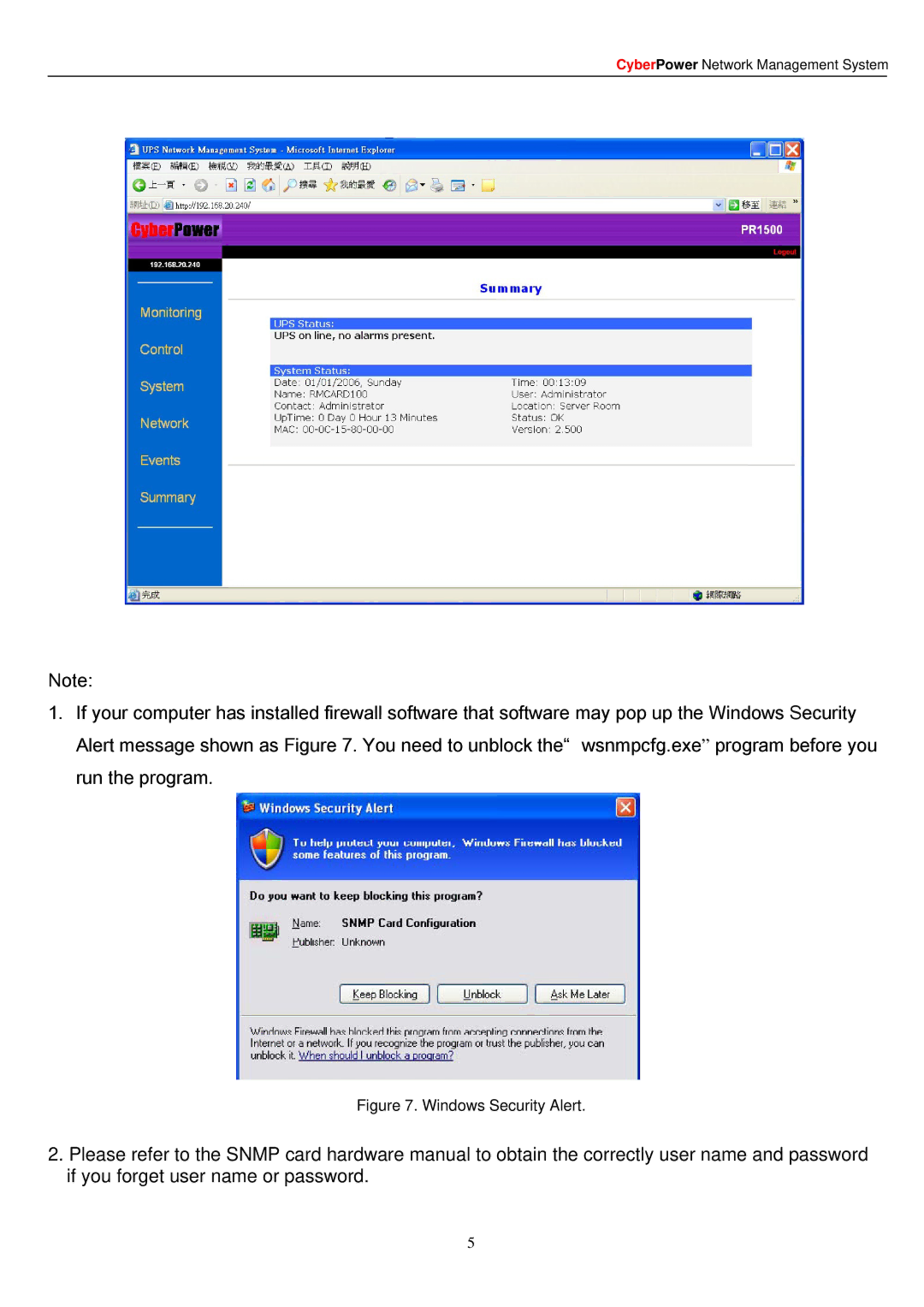 CyberPower Systems RMCARD201 manual Web Browser 