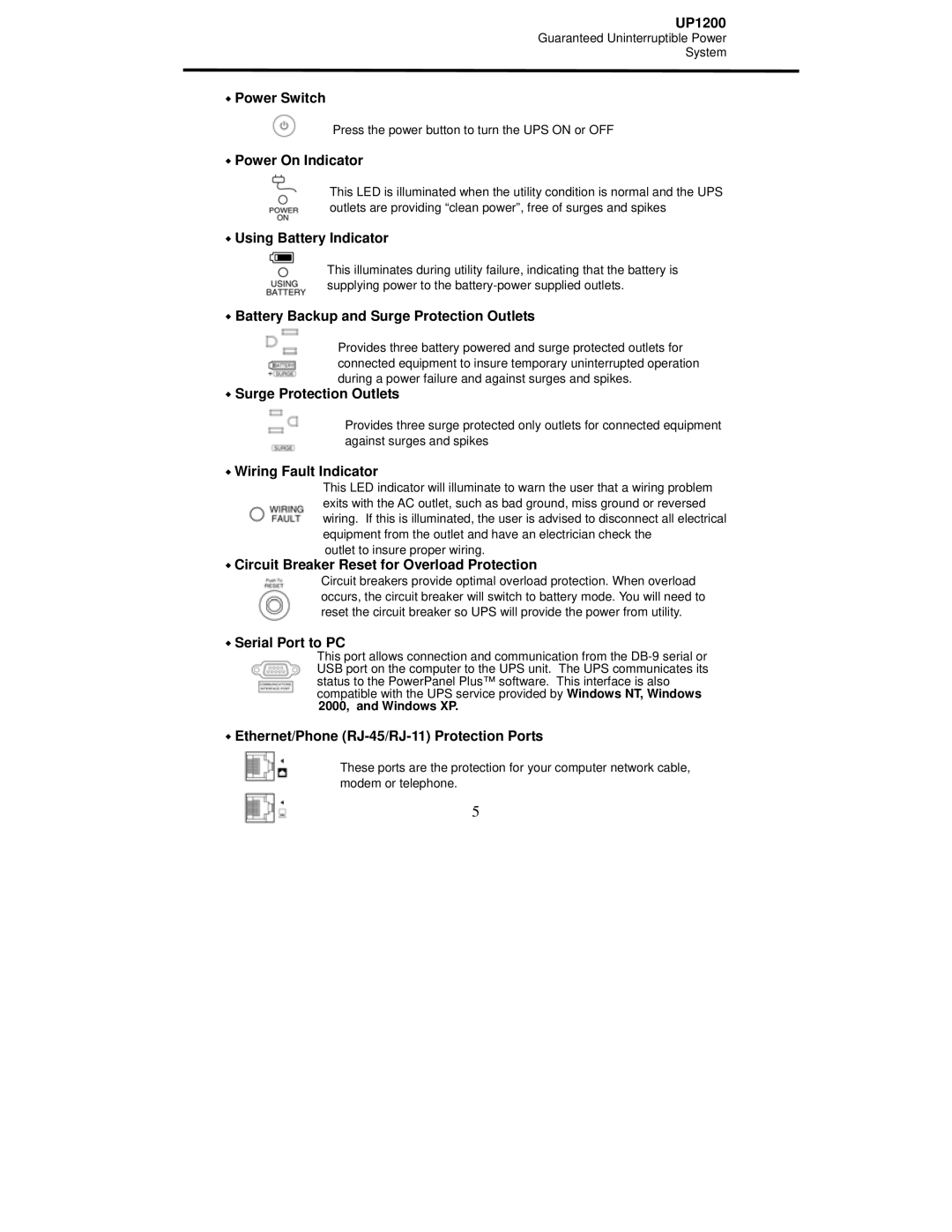 CyberPower Systems UP1200 user manual Power Switch 