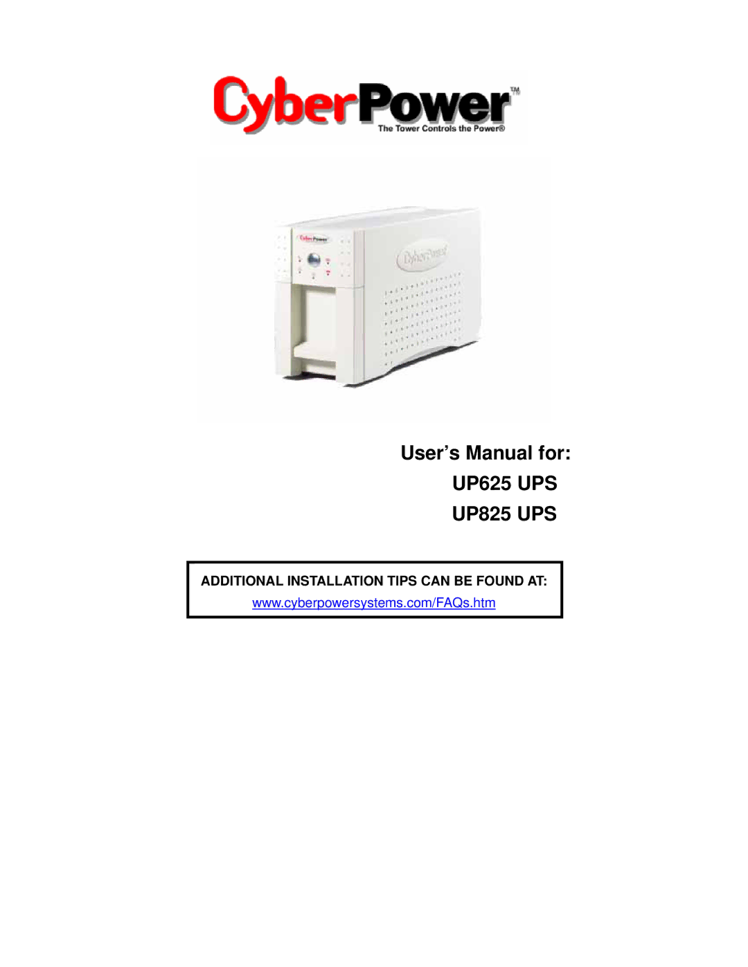 CyberPower Systems user manual UP625 UPS UP825 UPS 