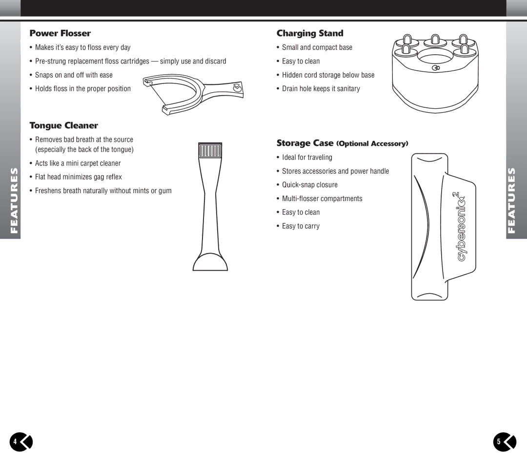 Cybersonic Power Toothbrush manual Res, Features 