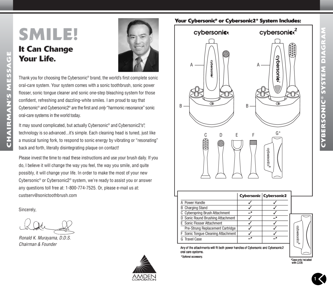 Cybersonic Power Toothbrush manual Diagram, Cyberson, Smile, It Can Change, Your Life, System 