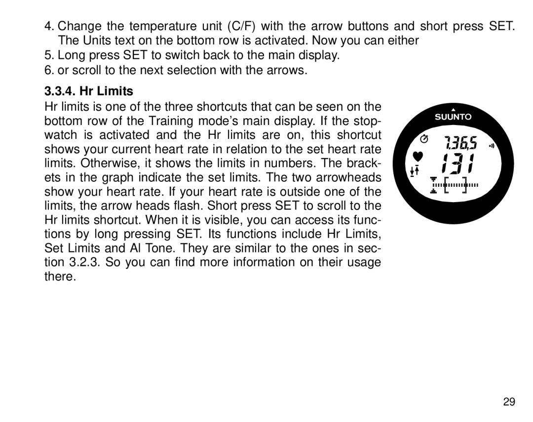 Cybex Computer Products Suunto X3HR manual Hr Limits 