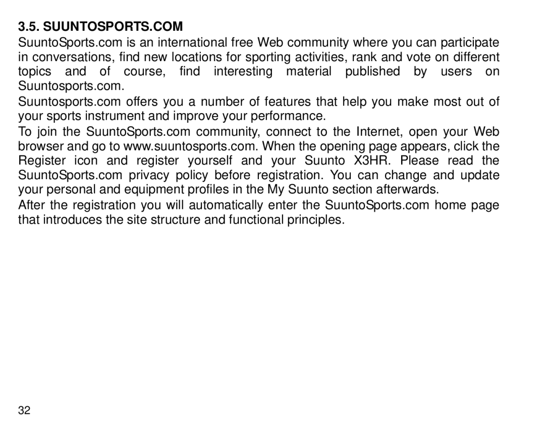 Cybex Computer Products Suunto X3HR manual Suuntosports.Com 