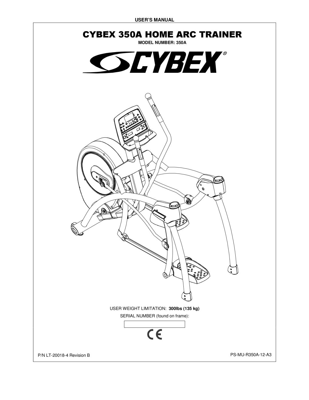 Cybex International manual Cybex 350A Home ARC Trainer 