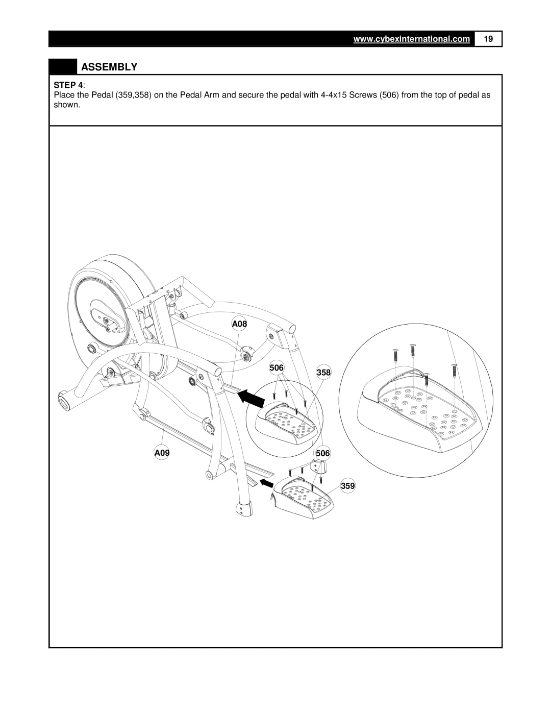 Cybex International 350A manual A08 506 358 A09 359 