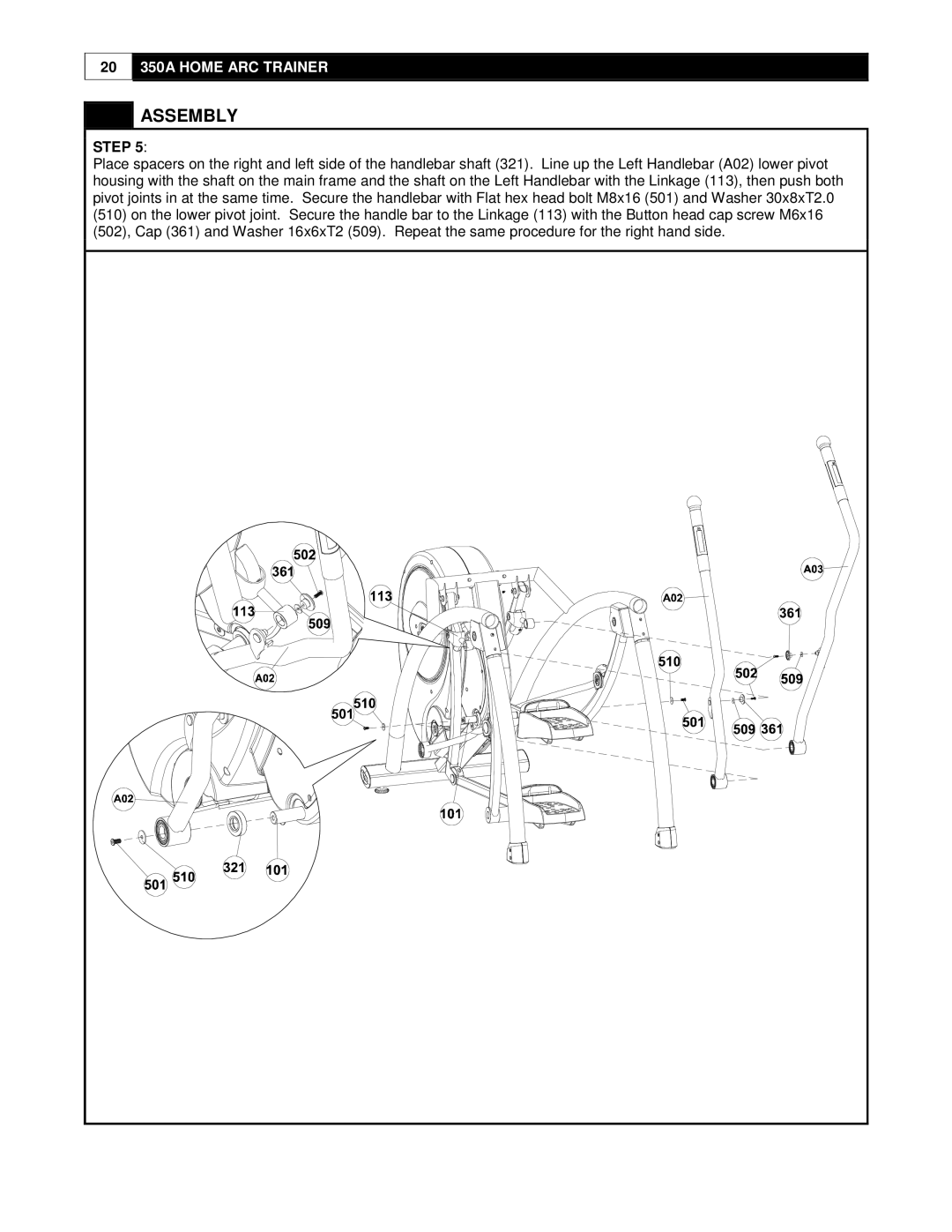 Cybex International 350A manual Assembly 